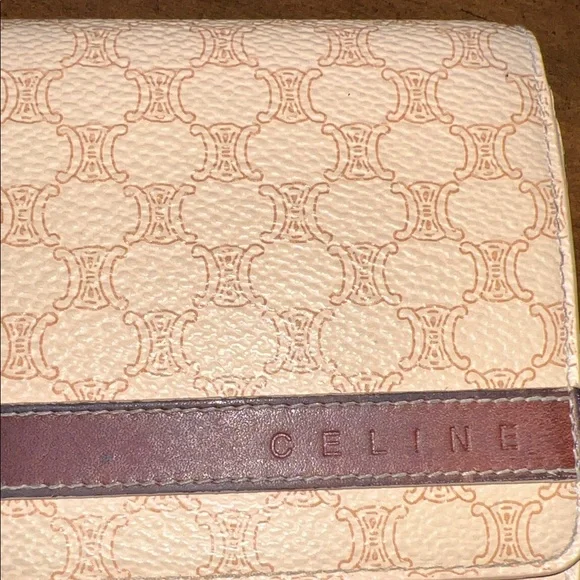 Celine Beige and Brown Patterned Wallet